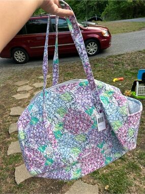 Vera Bradley Quilted Floral Large Duffle - Lavender, Light Blue & Mint
